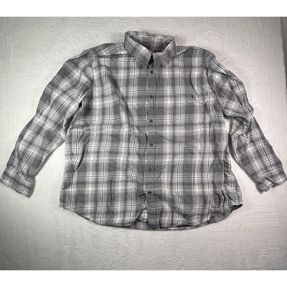 The Foundry Supply Co Mens Shirt Long Sleeve Button Front Blue Grey Plaid 3XL